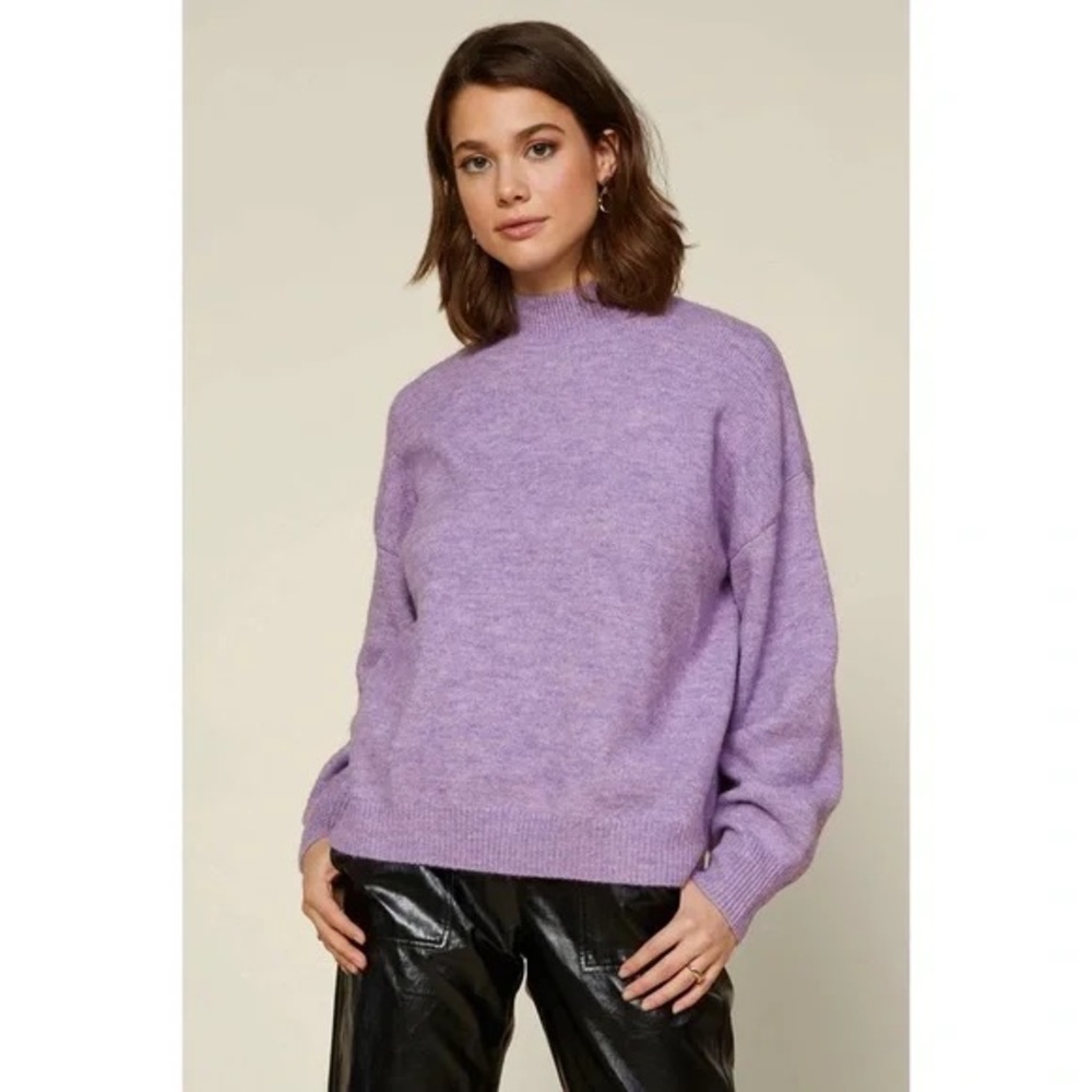 Skies are Blue mock neck sweater in heather purple
